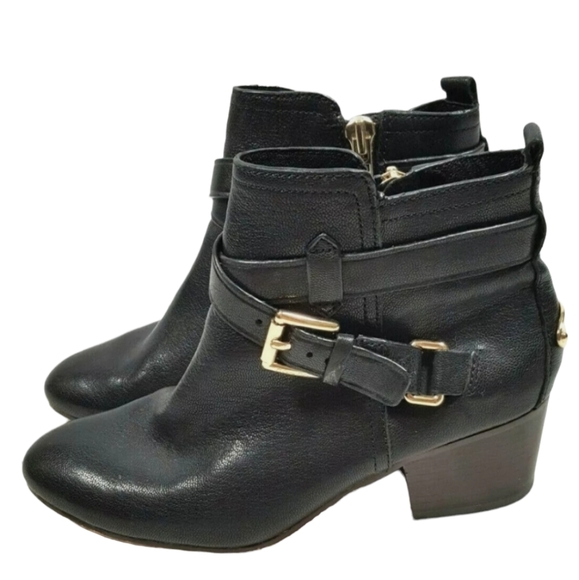 Coach | Shoes | Coach Pauline Leather Gold Buckle Harness Ankle Booties ...